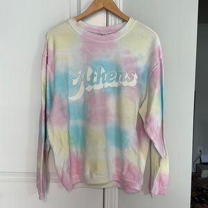 NWOT Athens Georgia Tie Dye Corded Oversized Crewneck Sweatshirt Size Small